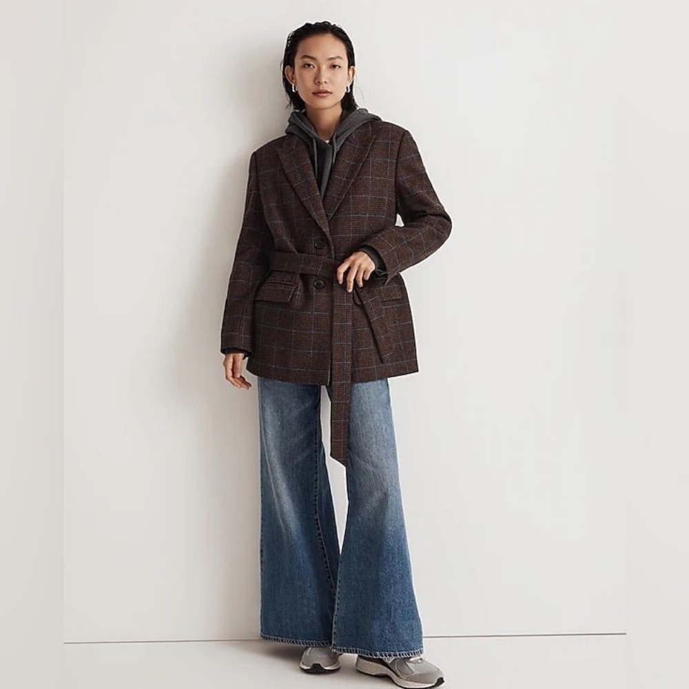 MADEWELL Italian Wool Bedford Oversized Plaid Blazer sz 8 NWOT!!